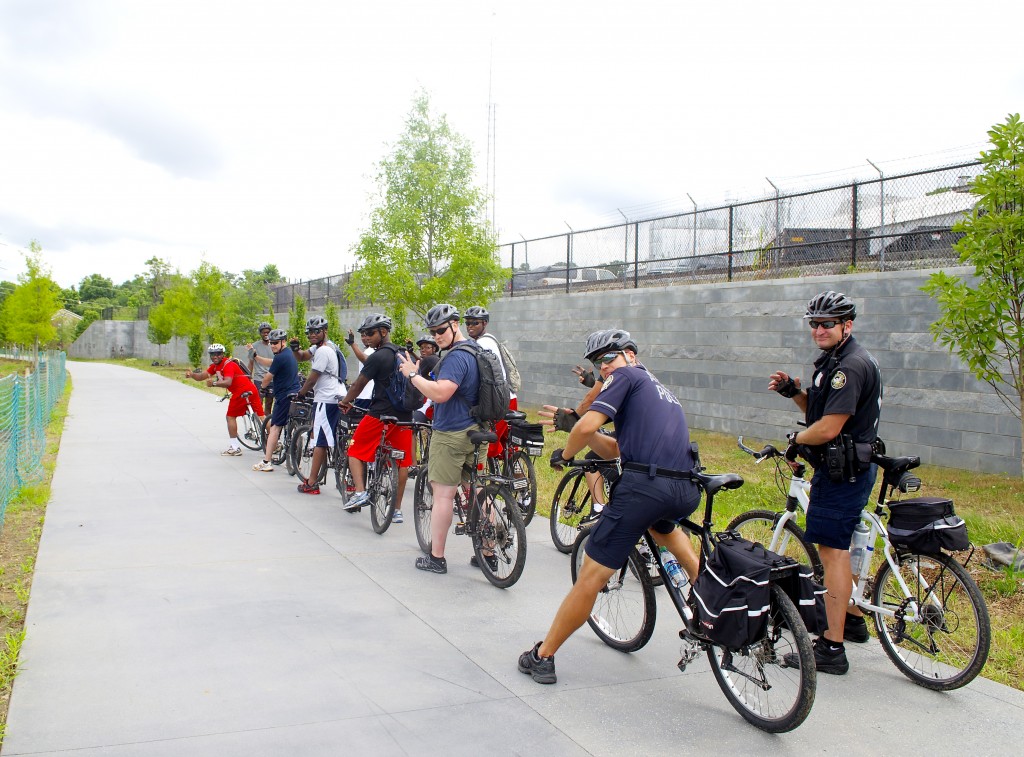 beltline cyclists with bike cops